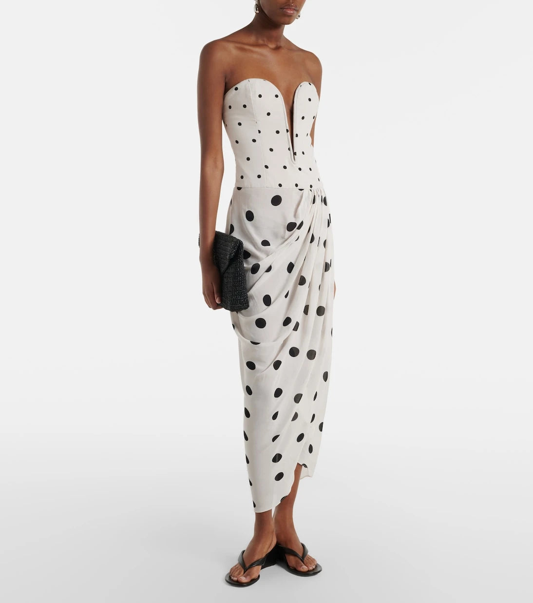 Adriana Degreas - Draped polka-dot bustier dress