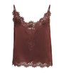 DÔEN Brown Silk Lace-Trim Kira Top