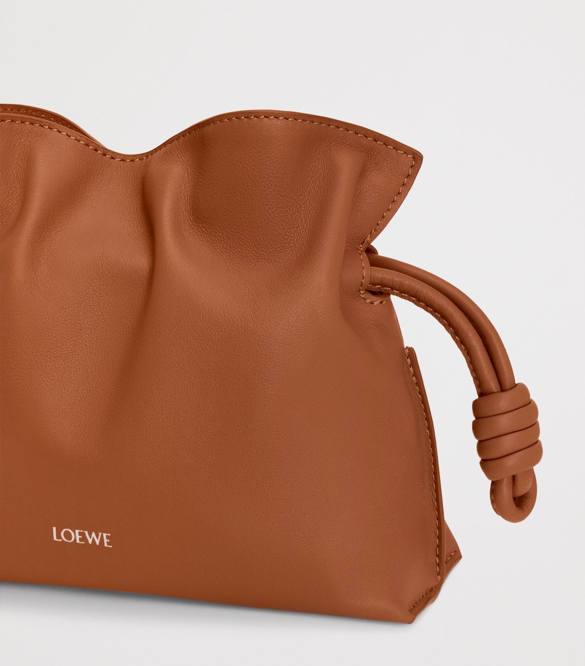 Mini Leather Flamenco Clutch Shoulder Bag SQUIRREL