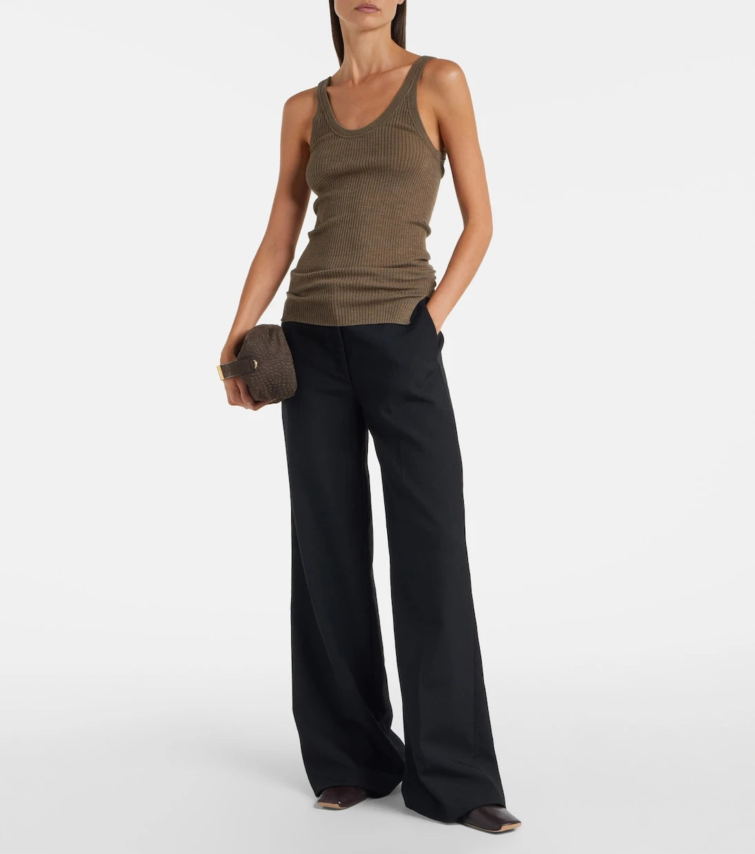 Calvin Klein Collection - توب Ella من الصوف المحبوك والمضلع