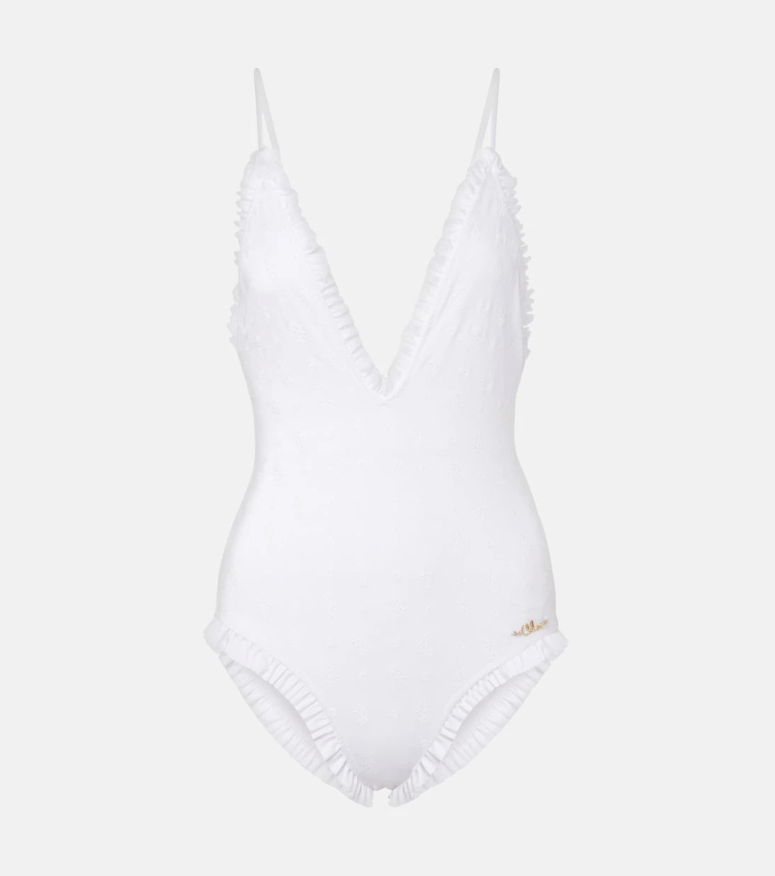 Chloé - Broderie anglaise ruffled swimsuit