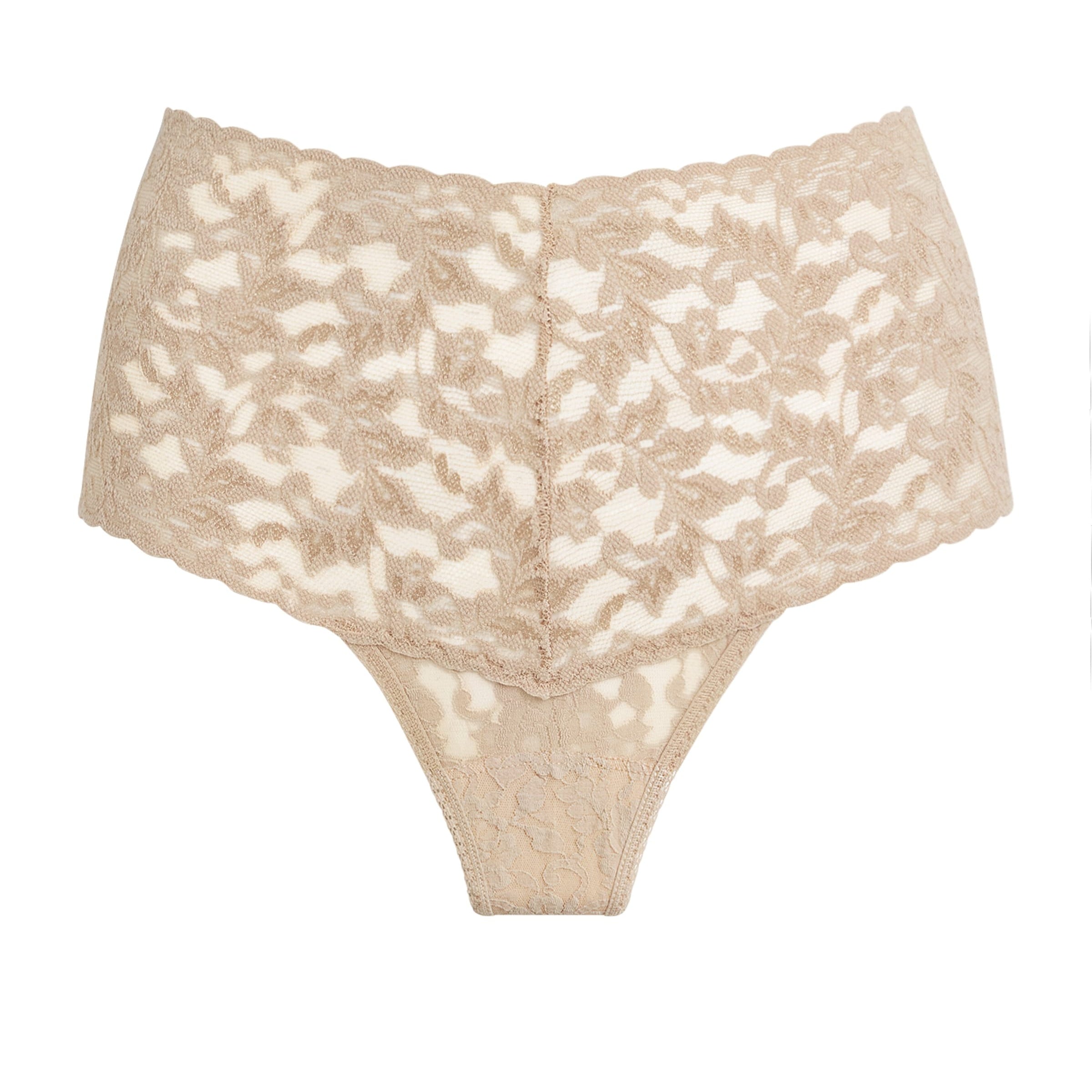 Lace Retro High-Rise Thong 01 CHAI