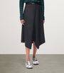 Black Wool-Blend Asymmetric Midi Skirt