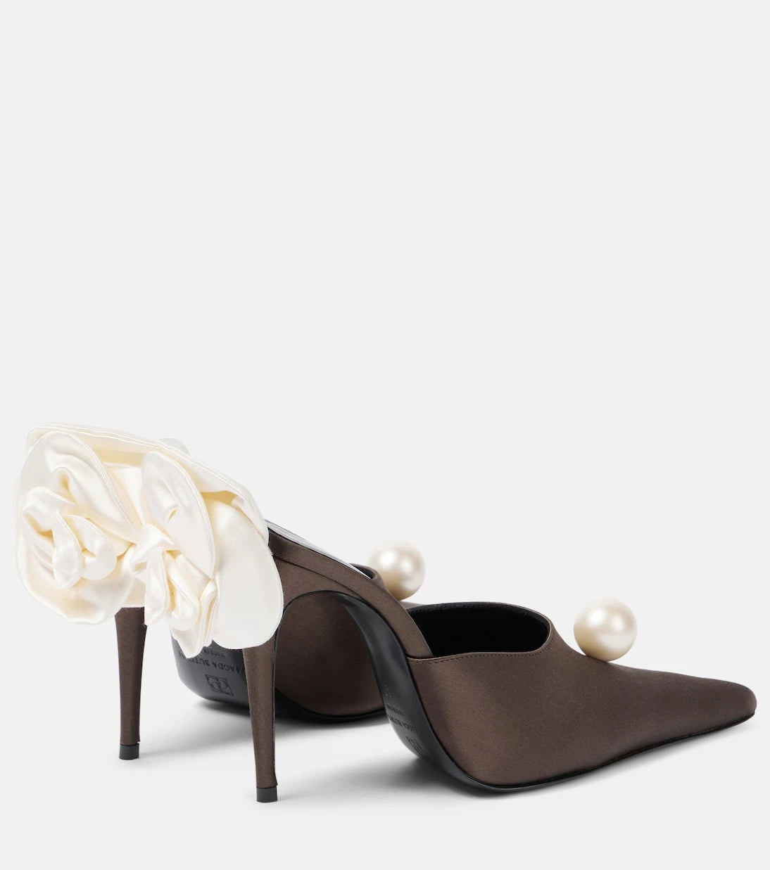 Magda Butrym - Floral-appliqué satin mules
