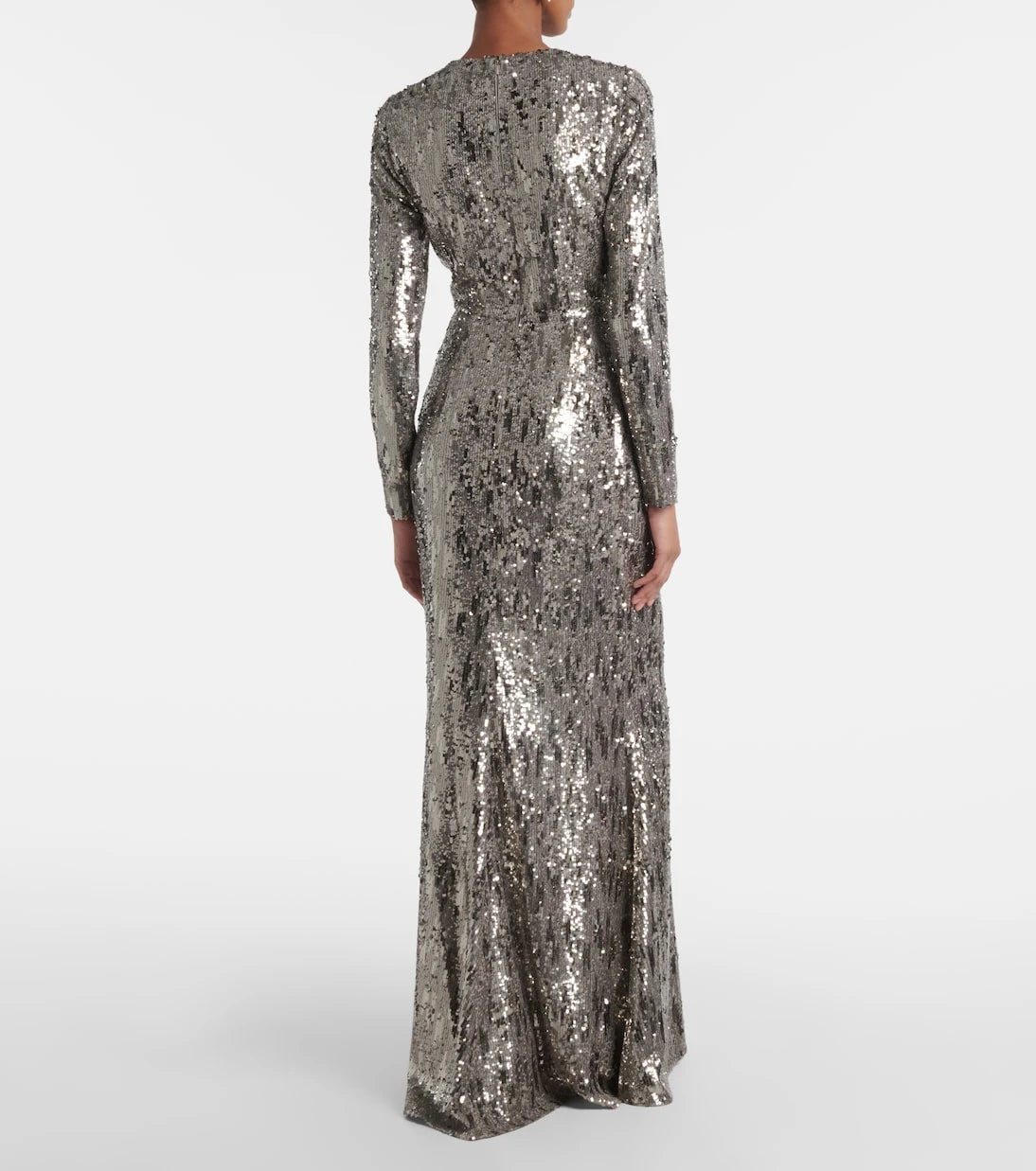Elie Saab - Floral-appliqué sequined silk-blend gown