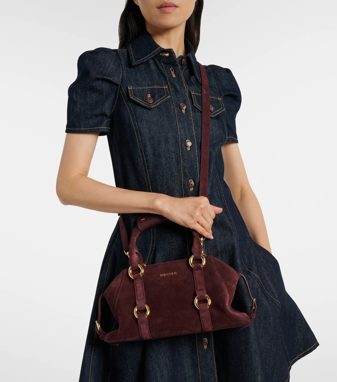 McQueen - Farringdon Small suede tote bag