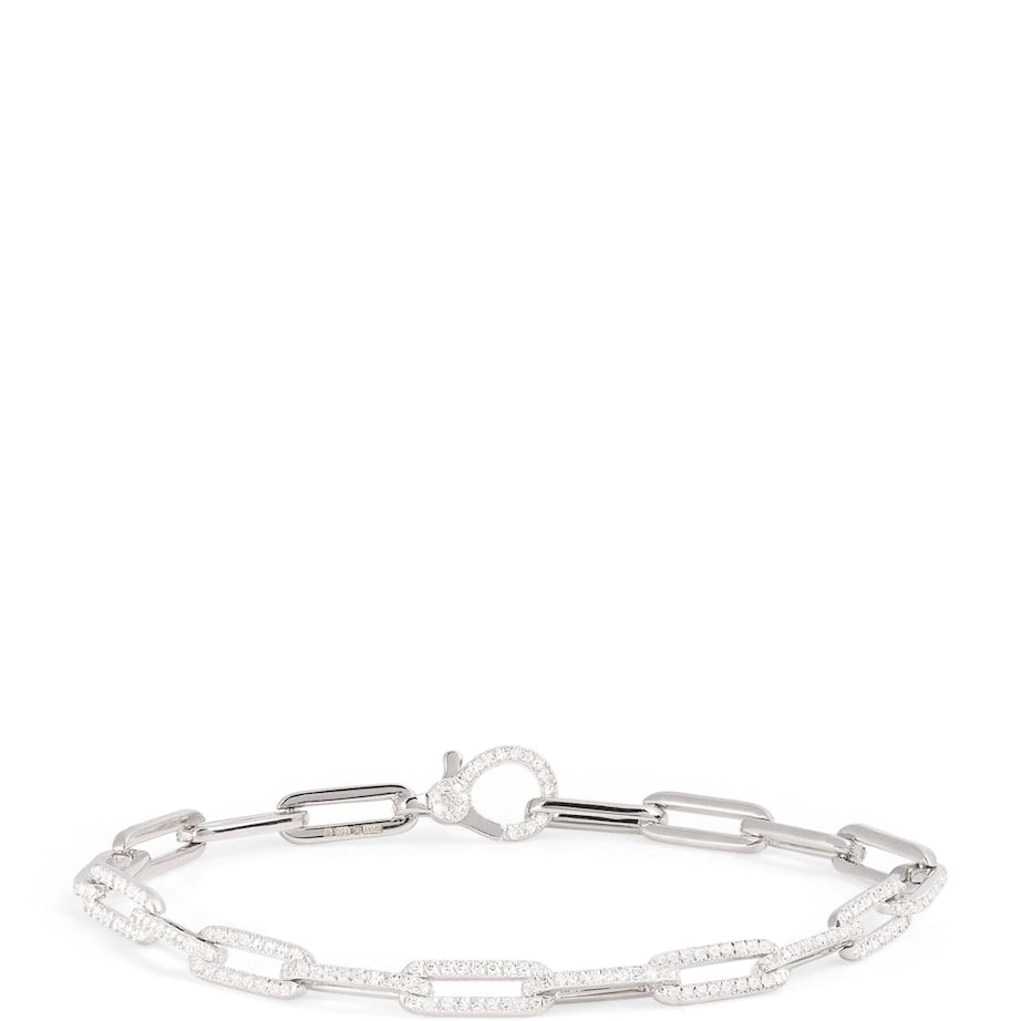 White Gold and Diamond Pavé Link Bracelet