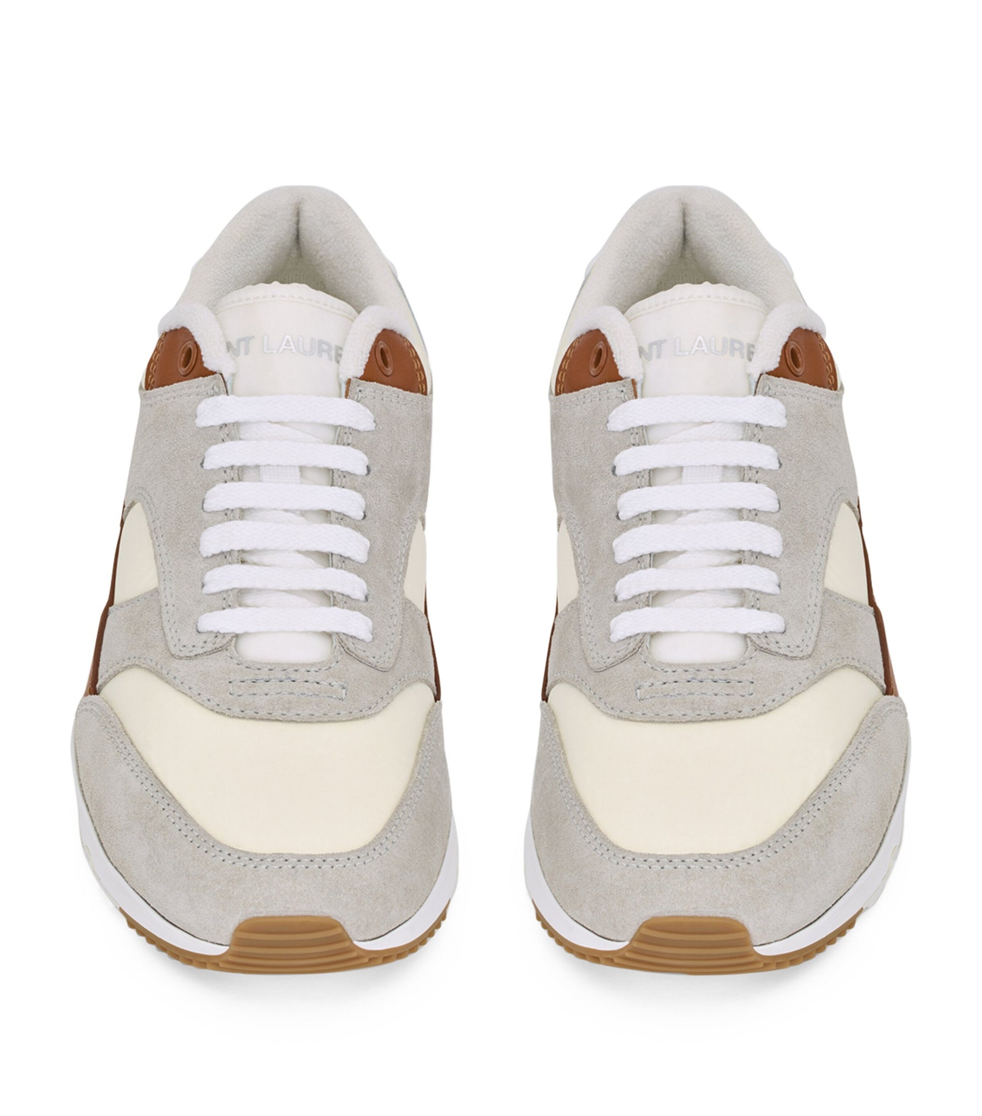 Saint Laurent White Suede-Trim Bump Sneakers
