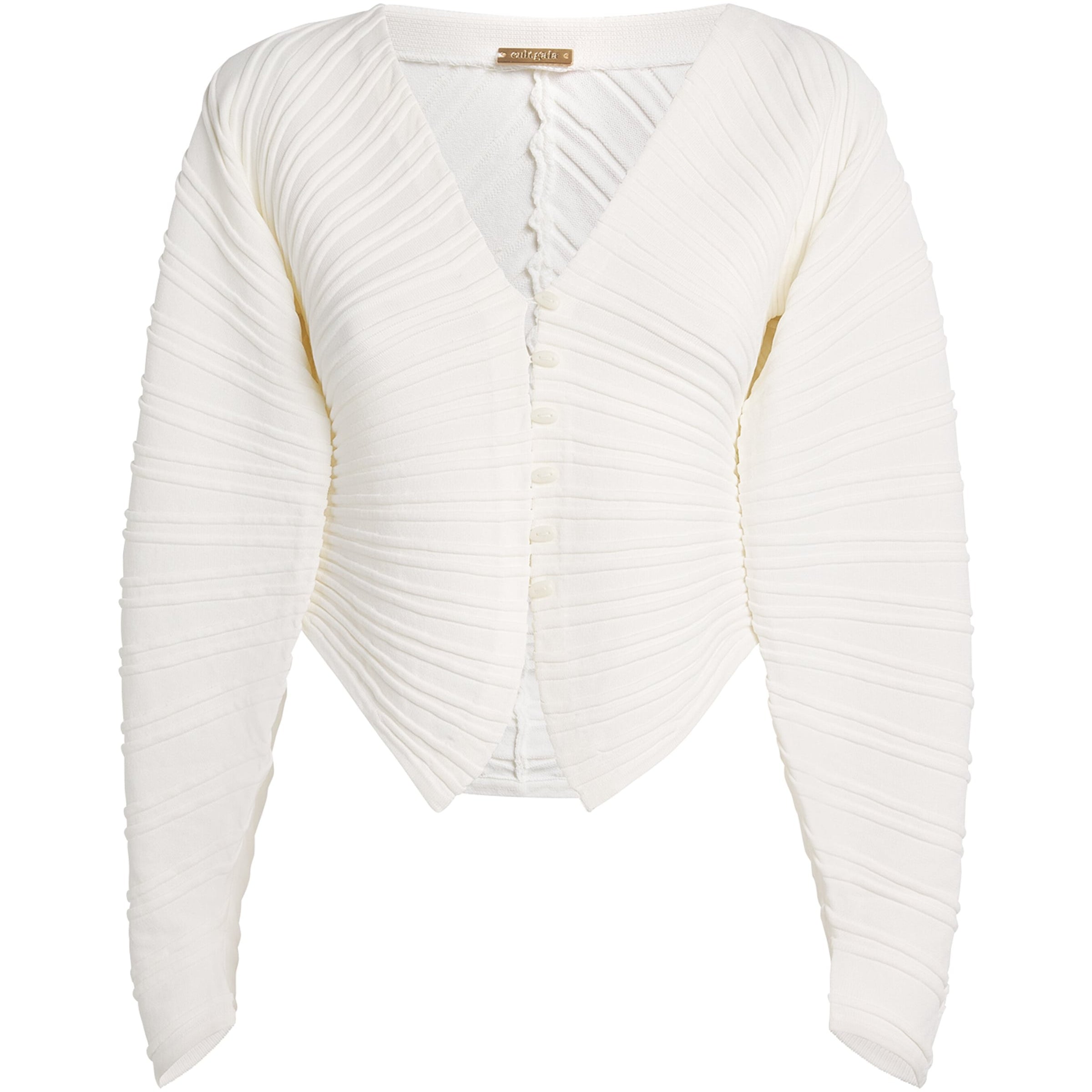 Cult Gaia White Rib-Knit Blair Cardigan