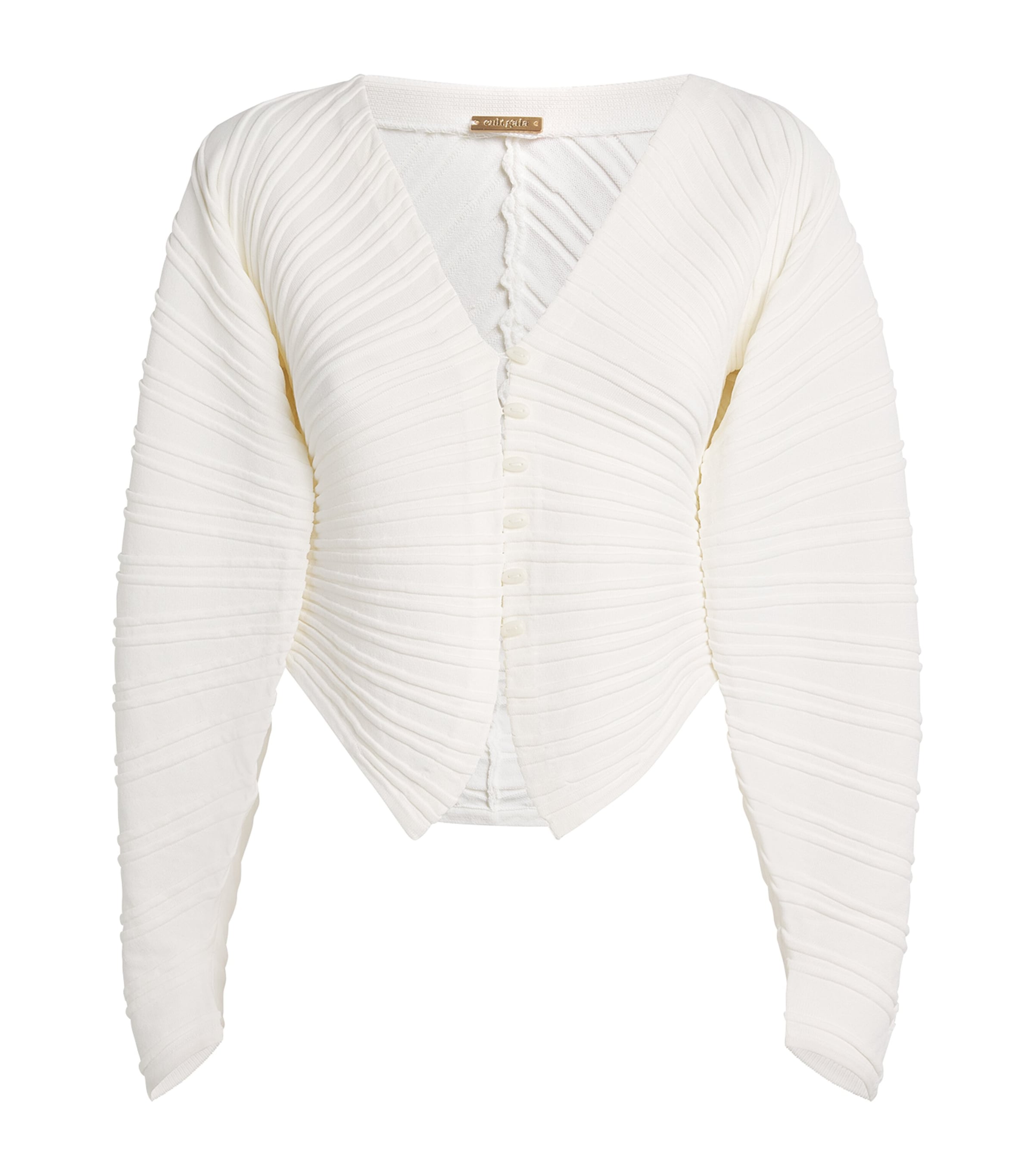 Cult Gaia White Rib-Knit Blair Cardigan