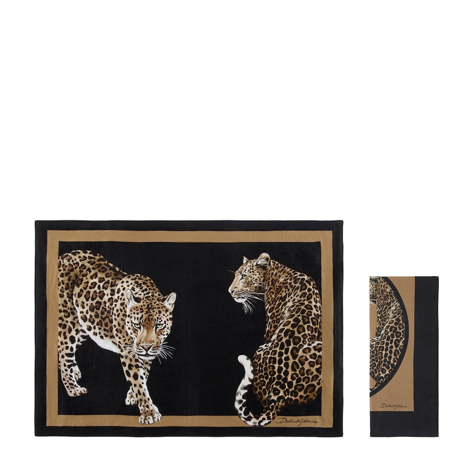 Dolce & Gabbana Casa Linen Leopardo Placemat and Napkin Set