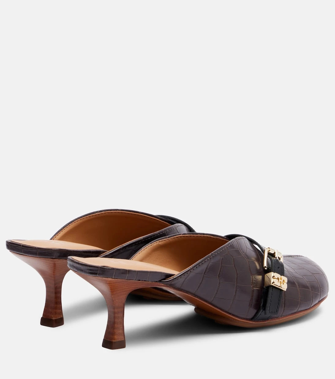 Ganni - 40 crocodile-effect leather mules