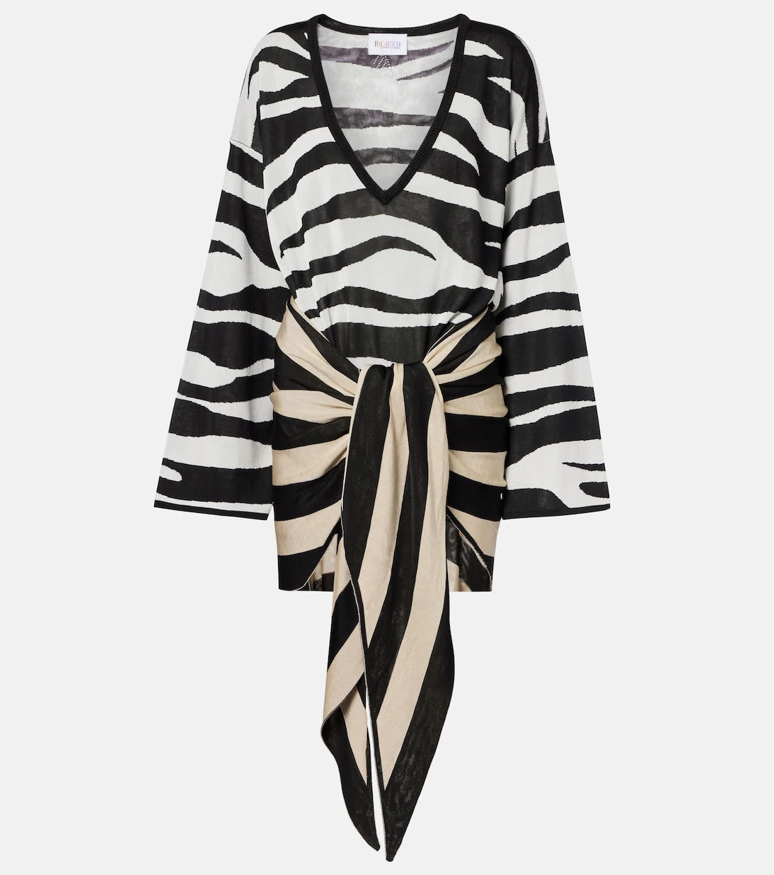 The Attico - Knitted zebra-print minidress