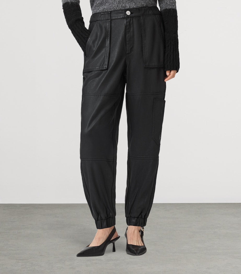 Waxed Denim Mila Cargo Trousers COATED BLACK