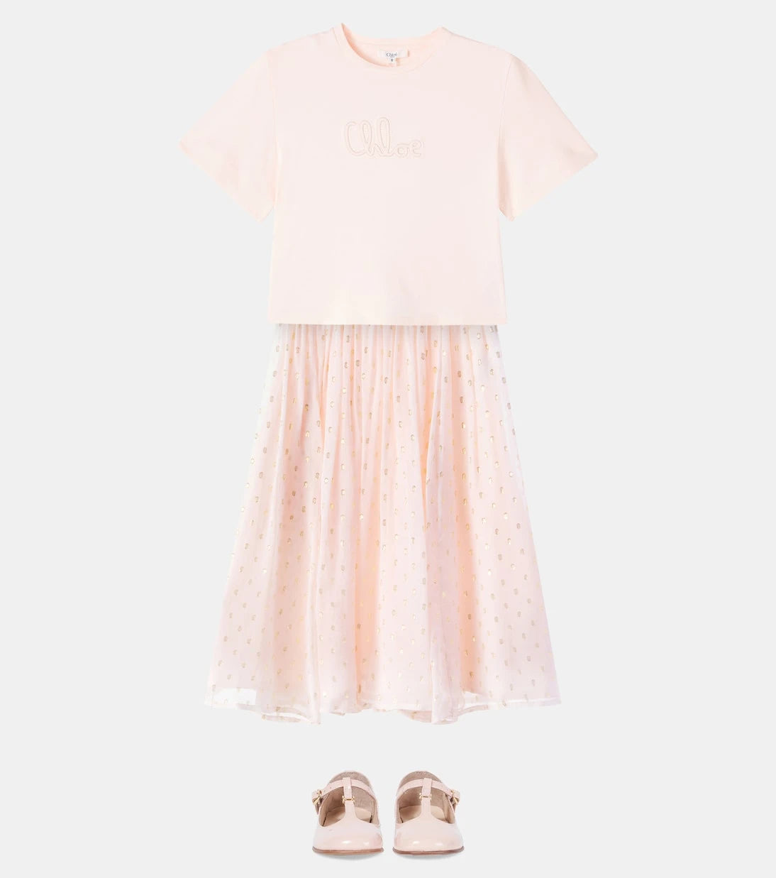 Chloé Kids - تنورة من مزيج الحرير بنقاط البولكا