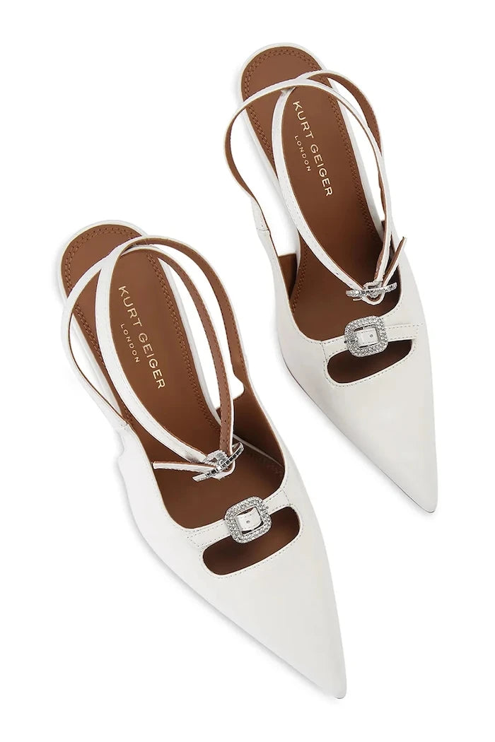 Kurt Geiger London обувки с ток от кожа Buckle Point Court White