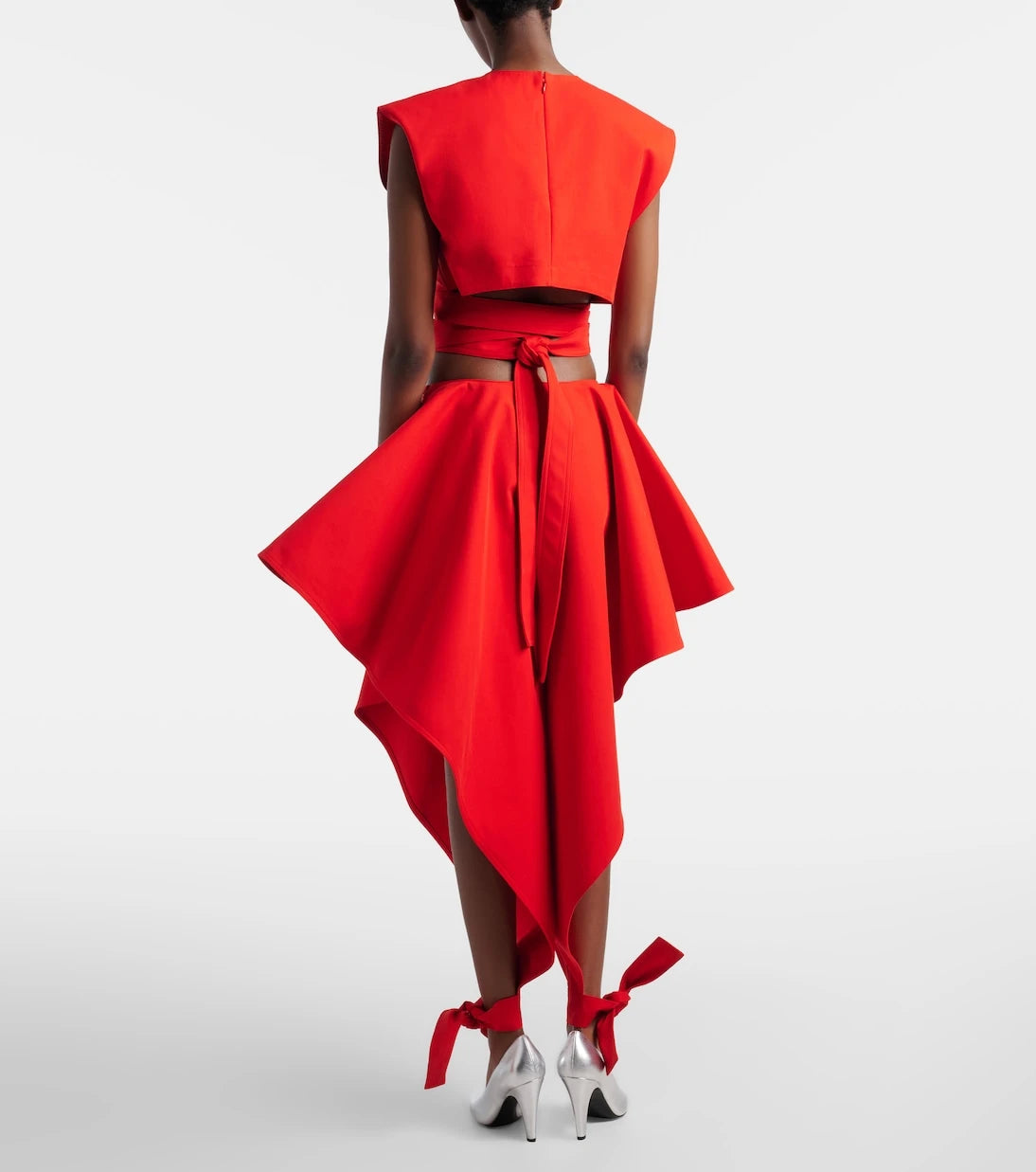 Alaïa - Ruffled cotton gabardine tapered pants