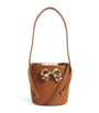 Self-Portrait Brown Leather Bow Bucket Bag