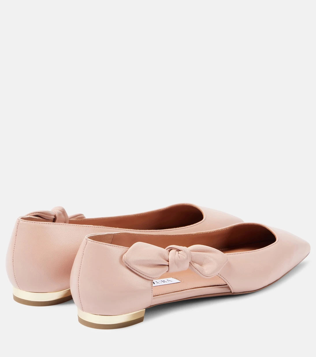 Aquazzura - Very Bow Tie leather ballet flats