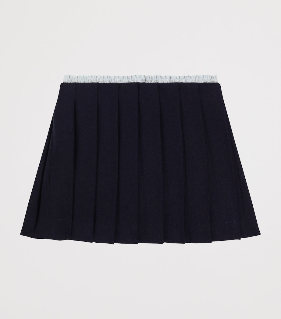 Virgin Wool-Cotton Logo Pleated Skirt (8-12 Years)