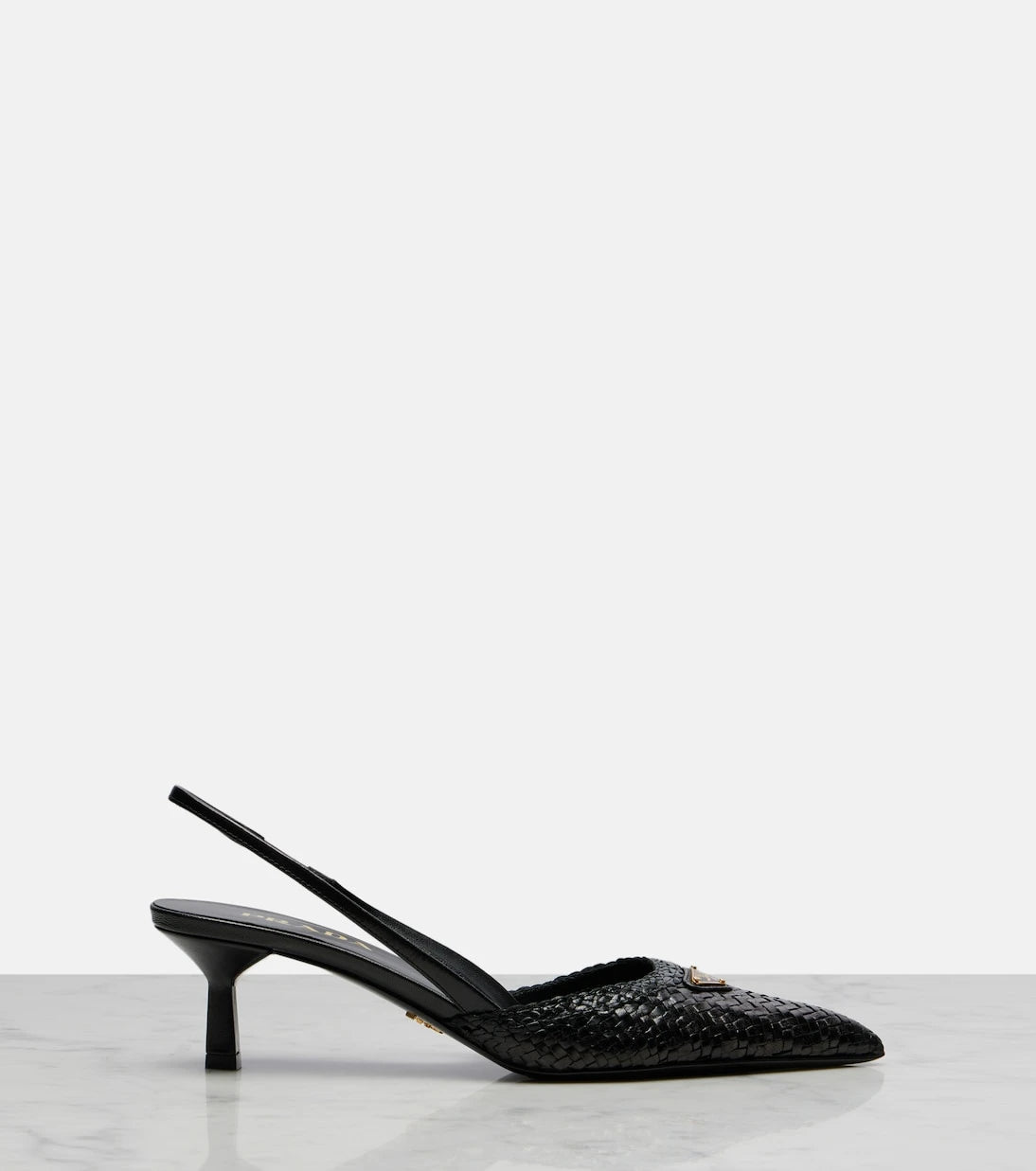 Prada - Woven leather slingback pumps