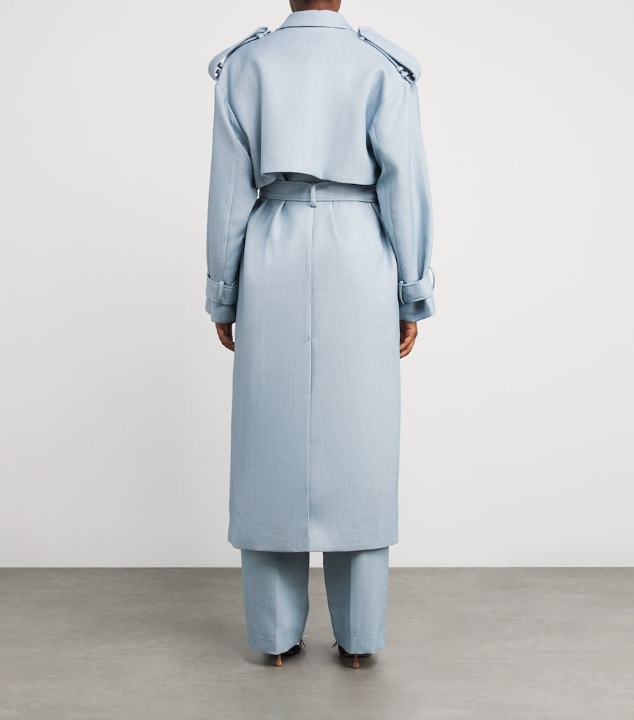 CAMILLA AND MARC Blue Wool-Blend Gehry Trench Coat