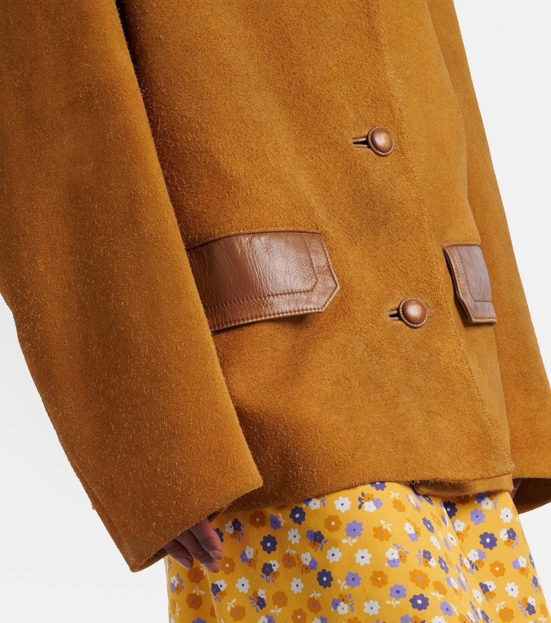 Miu Miu - Leather-trimmed suede jacket