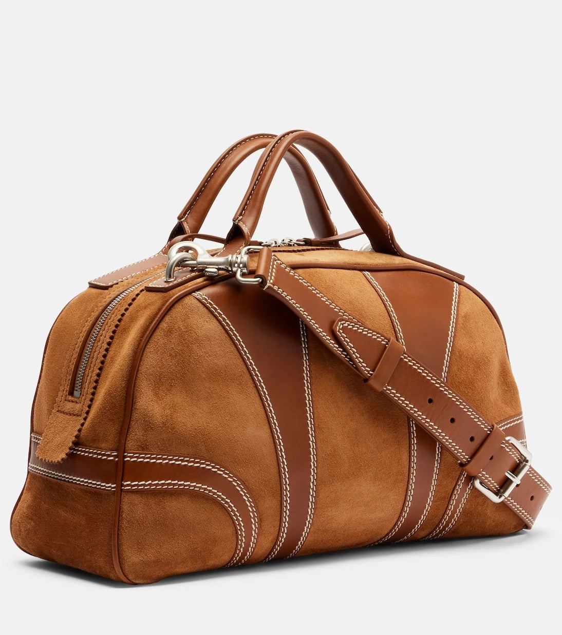Dries Van Noten - Leather-trimmed suede top-handle bag