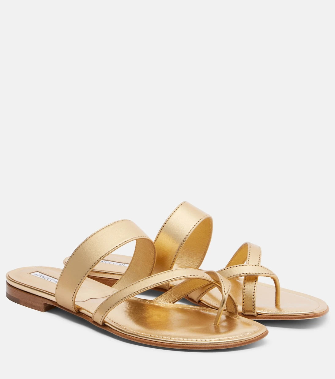Manolo Blahnik - صندل Susa من الجلد المعدني