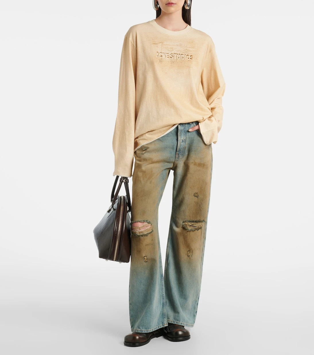 Acne Studios - Logo distressed cotton jersey T-shirt