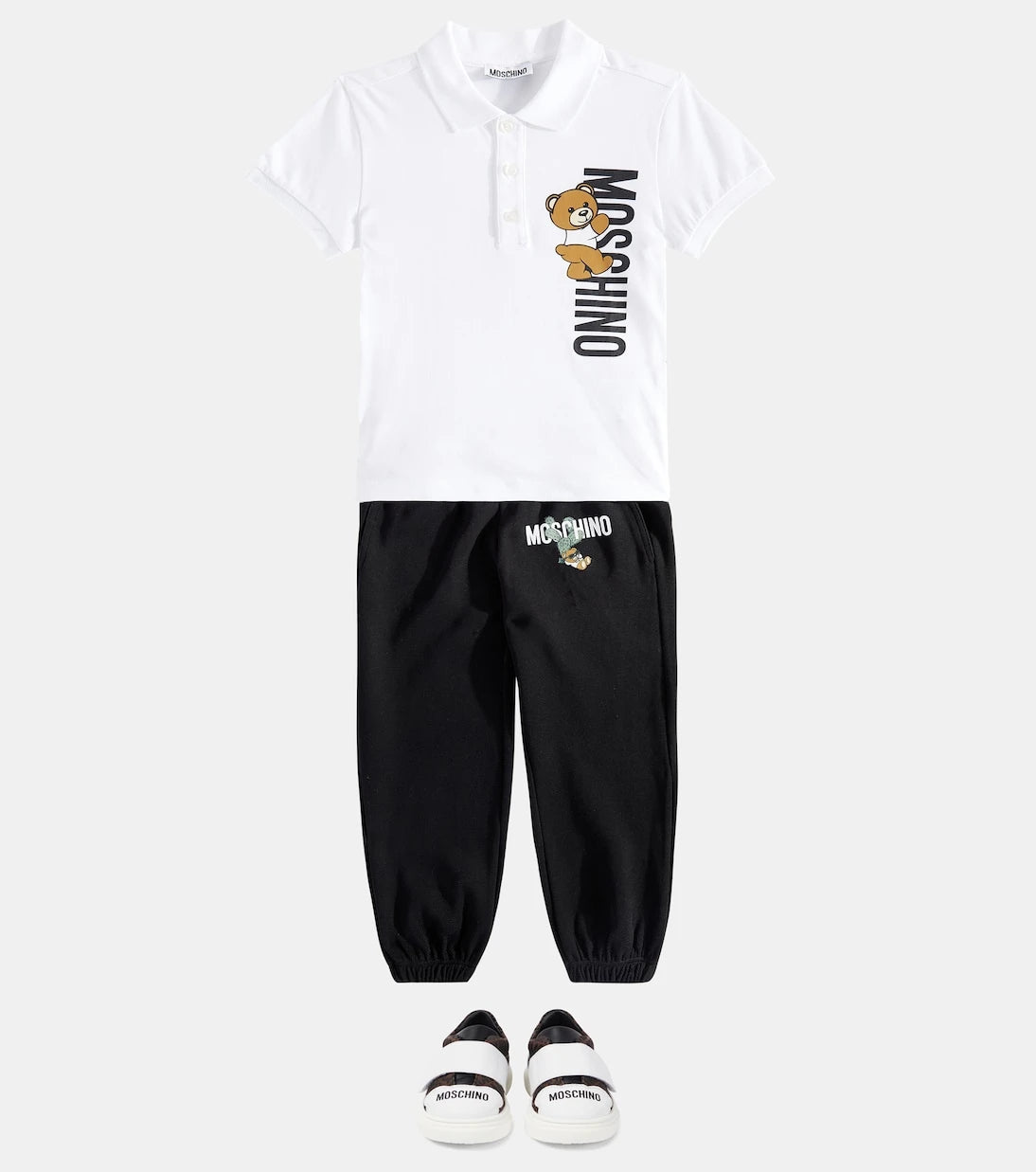 Moschino Kids - Logo leather-trimmed sneakers
