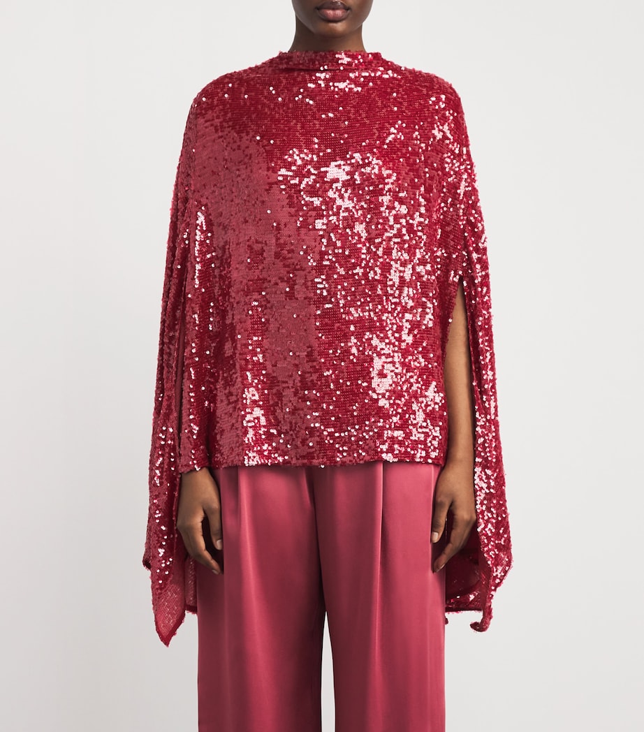 LAPOINTE Pink Oversized Sequin Cape T-Shirt
