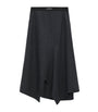 Black Wool-Blend Asymmetric Midi Skirt