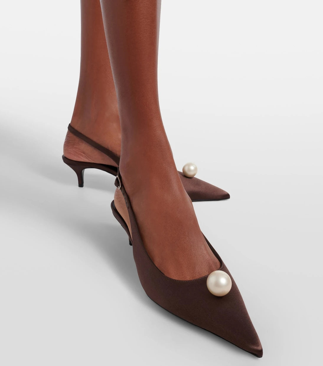 Magda Butrym - Embellished satin slingback pumps