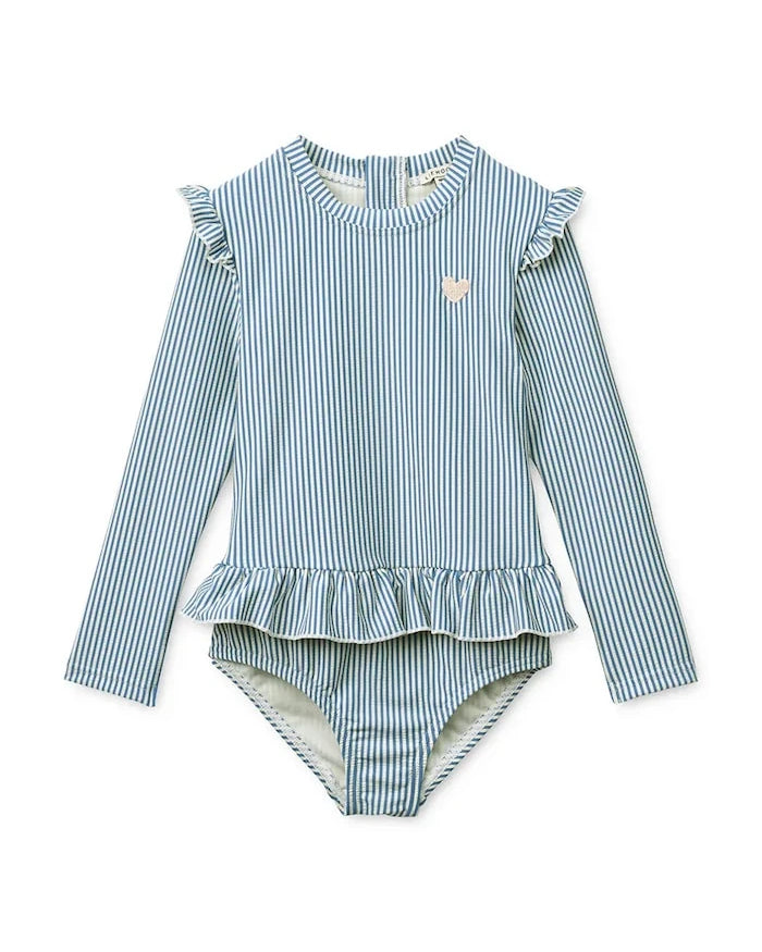 Liewood цял бански с дълги ръкави за деца Sille Seersucker Swimsuit