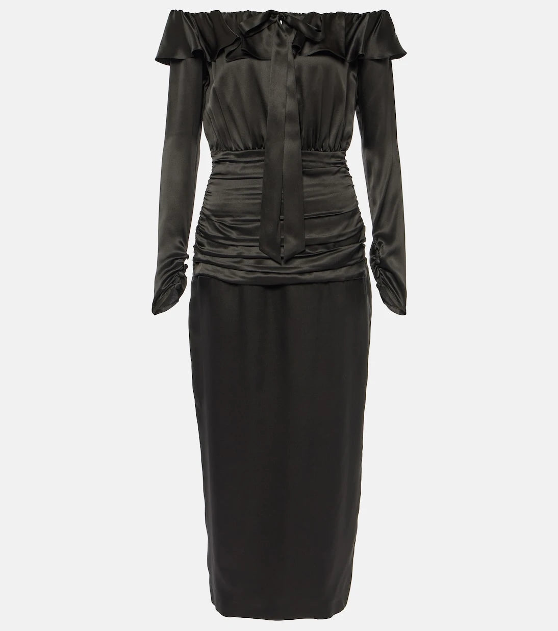 Alessandra Rich - Off-shoulder silk midi dress
