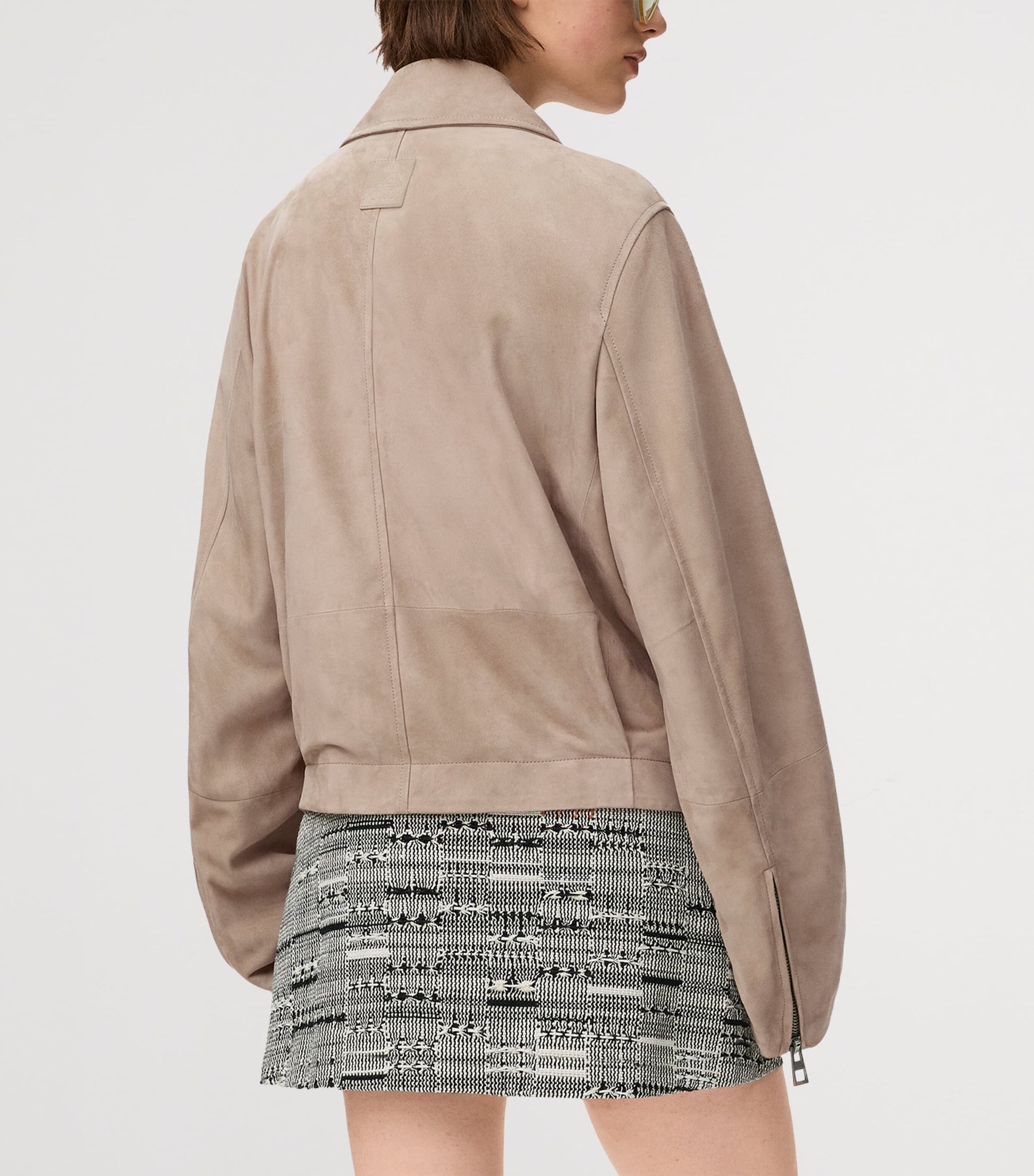 Beige Suede Buckled Shirt Jacket
