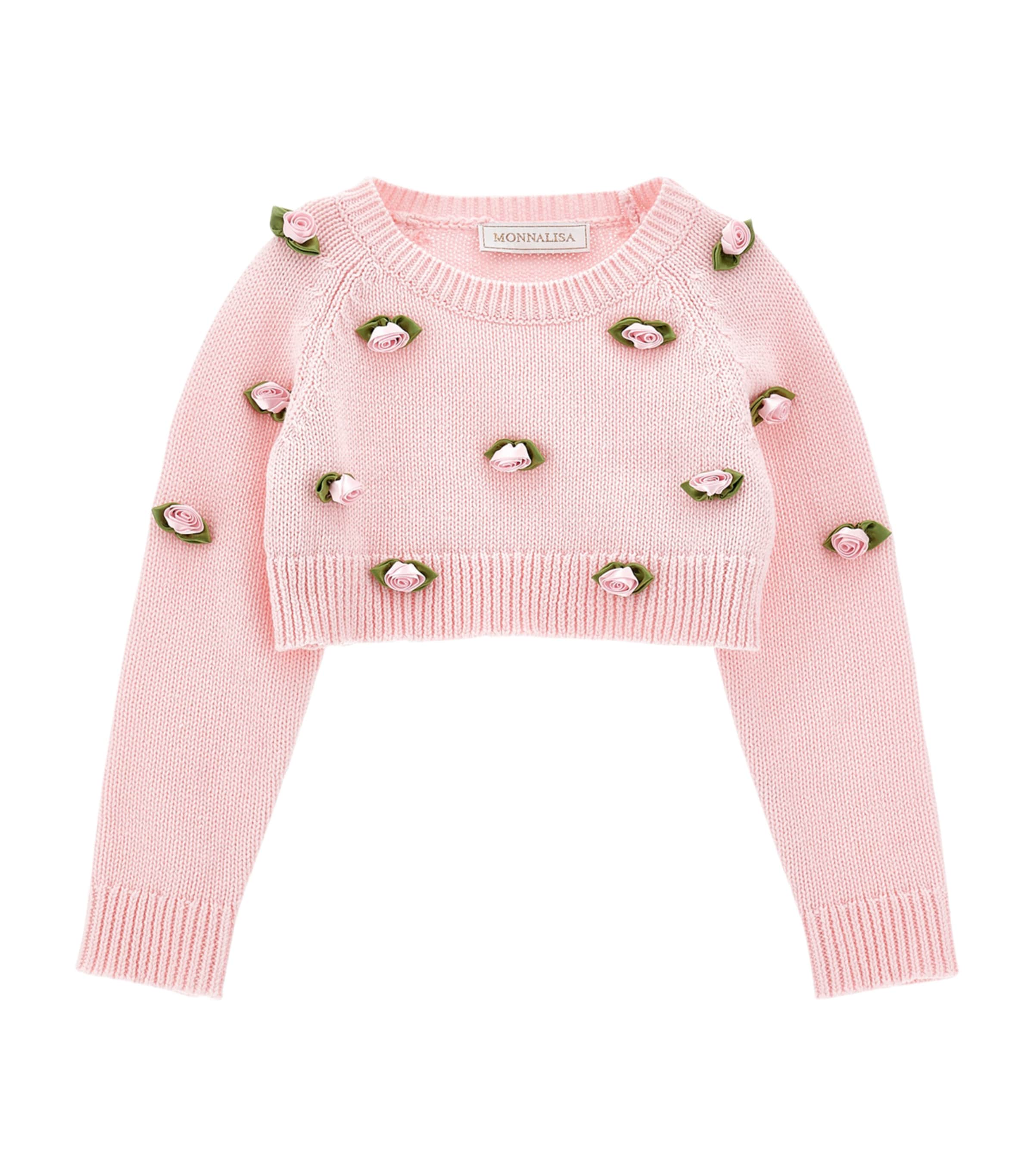 Cotton Rose Appliqué Sweater (3-36 Months)