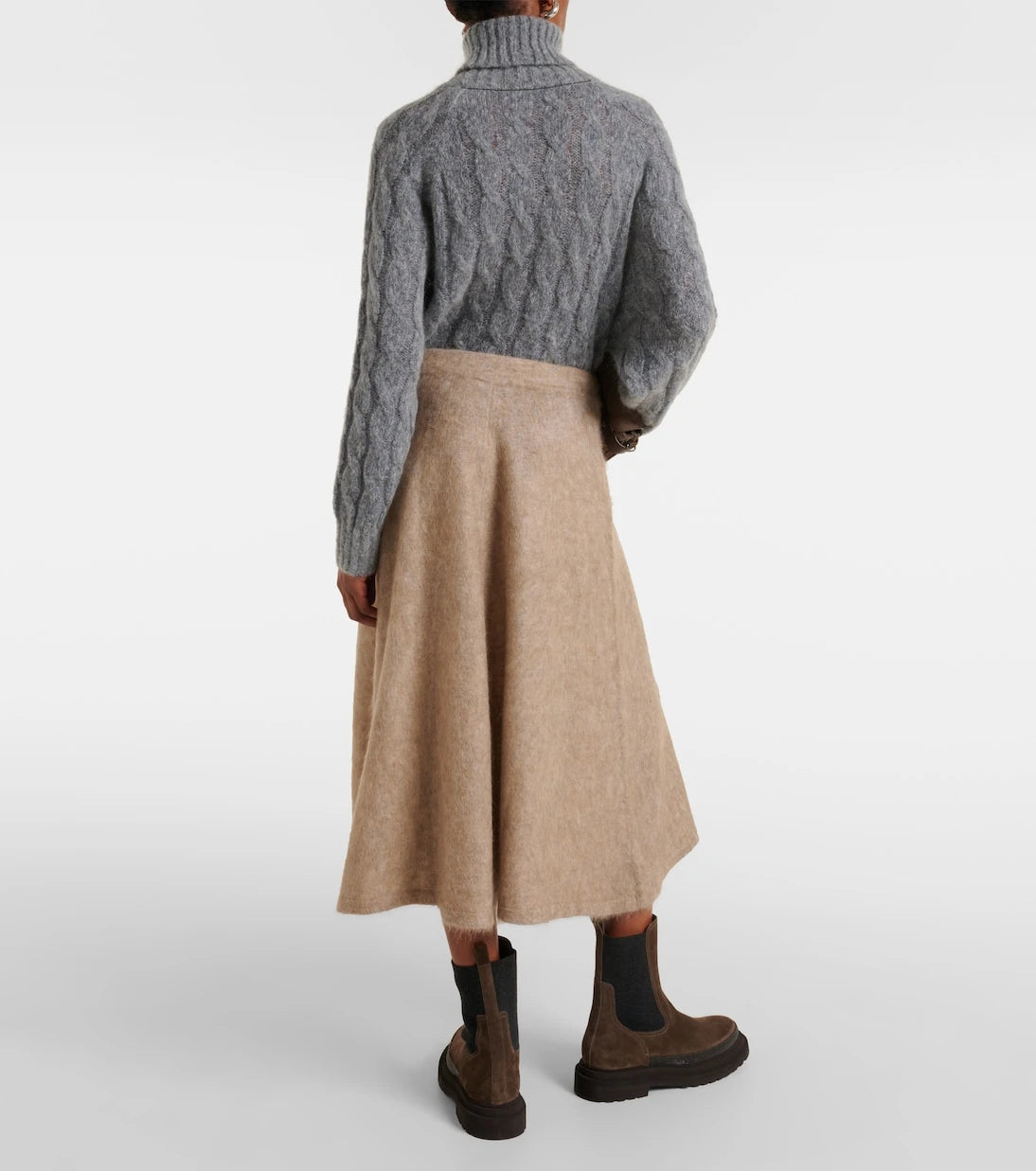 Brunello Cucinelli - Wool and cashmere-blend midi skirt