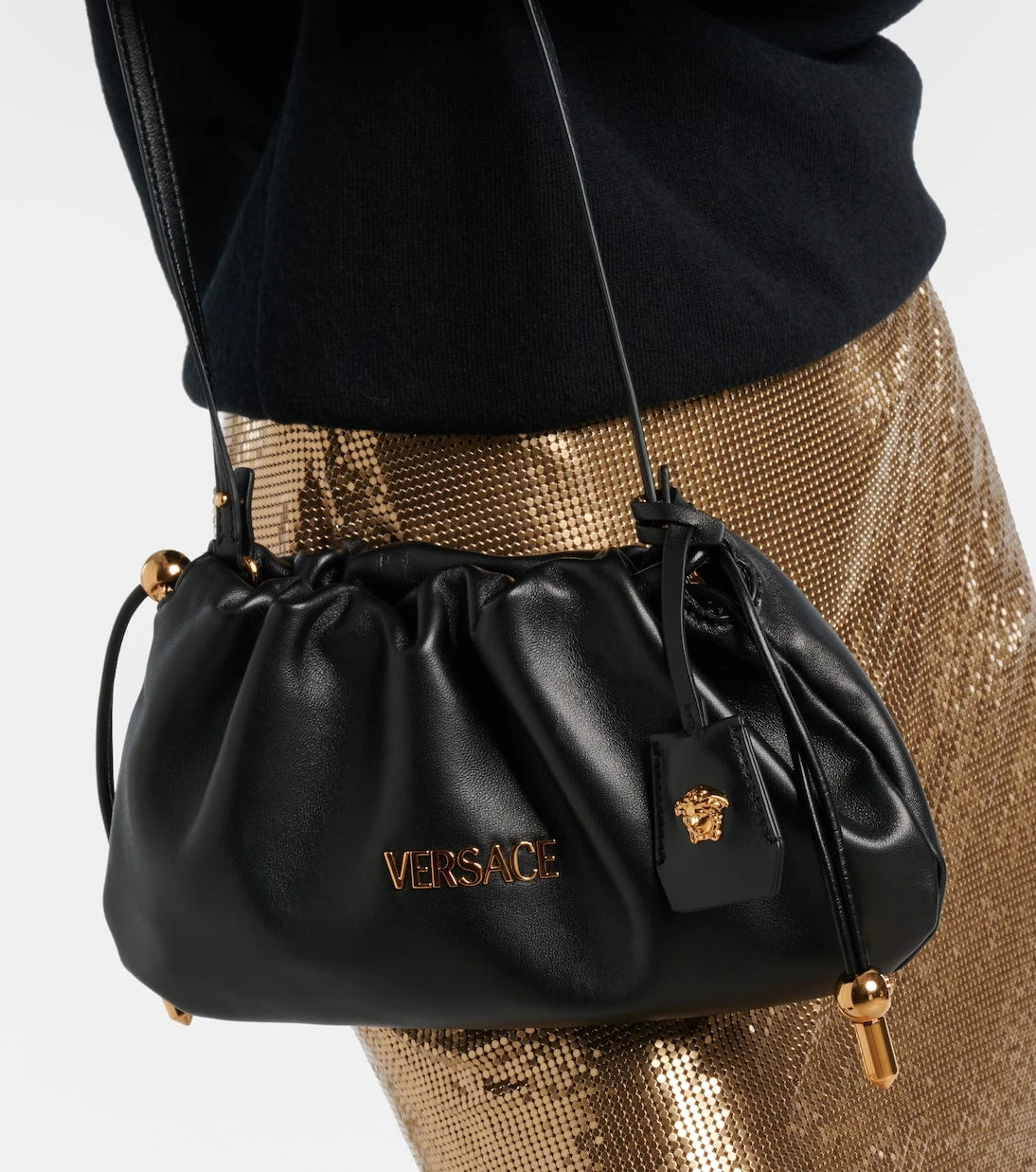 Versace - Versace Tag Mini leather tote bag