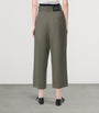 Green Wool Cropped Wrap Trousers