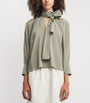 Max Mara Green Silk Tie-Neck Blouse