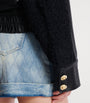 Black Tweed-Trim Leather Jacket