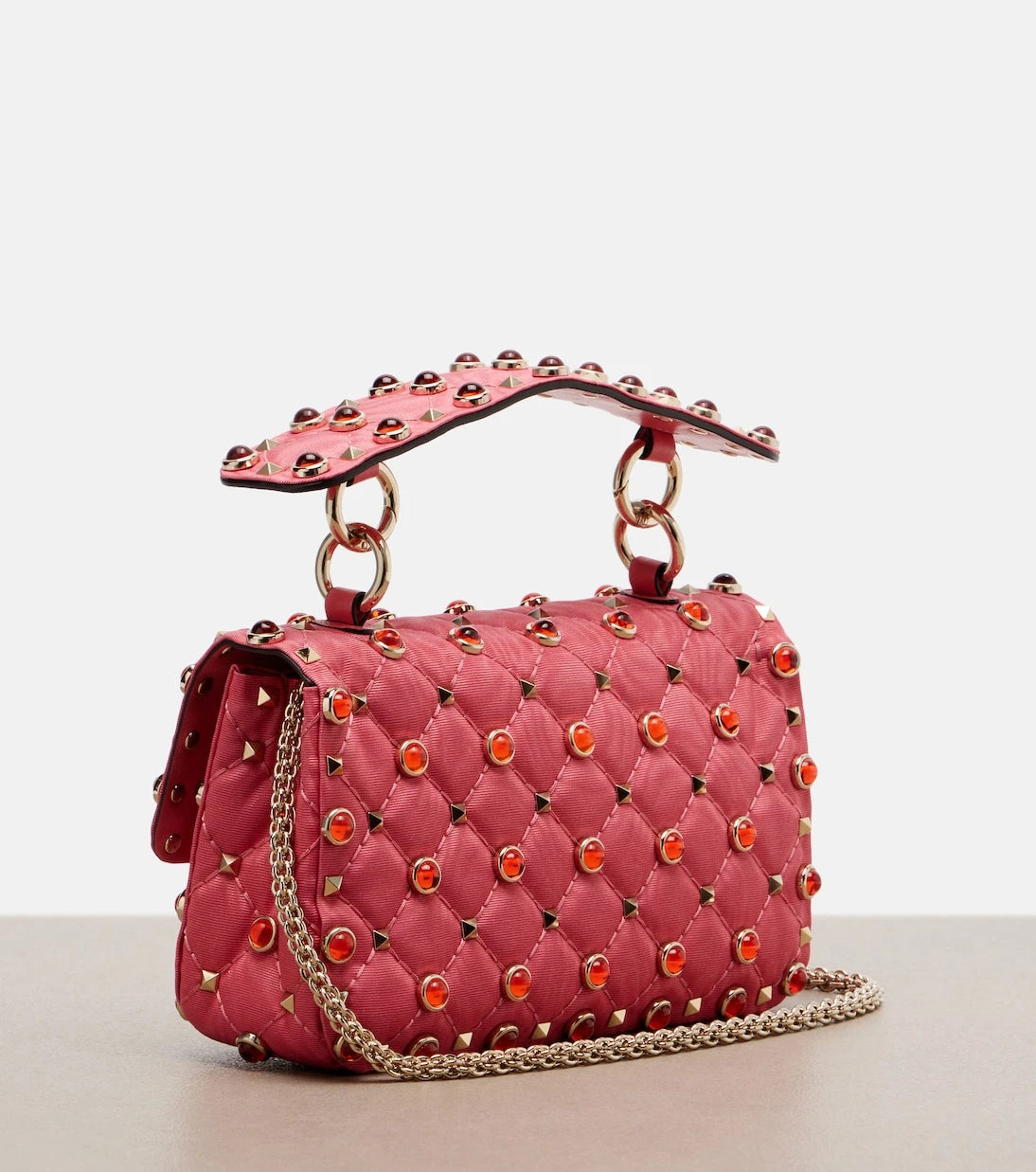 Valentino Garavani - Rockstud Spike Small moiré top-handle bag