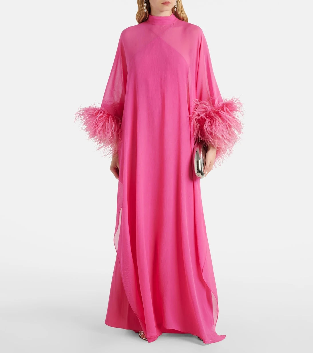 Taller Marmo - Penelope feather-trimmed silk kaftan