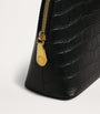 Large Croc-Embossed Leather Cosmetics Bag