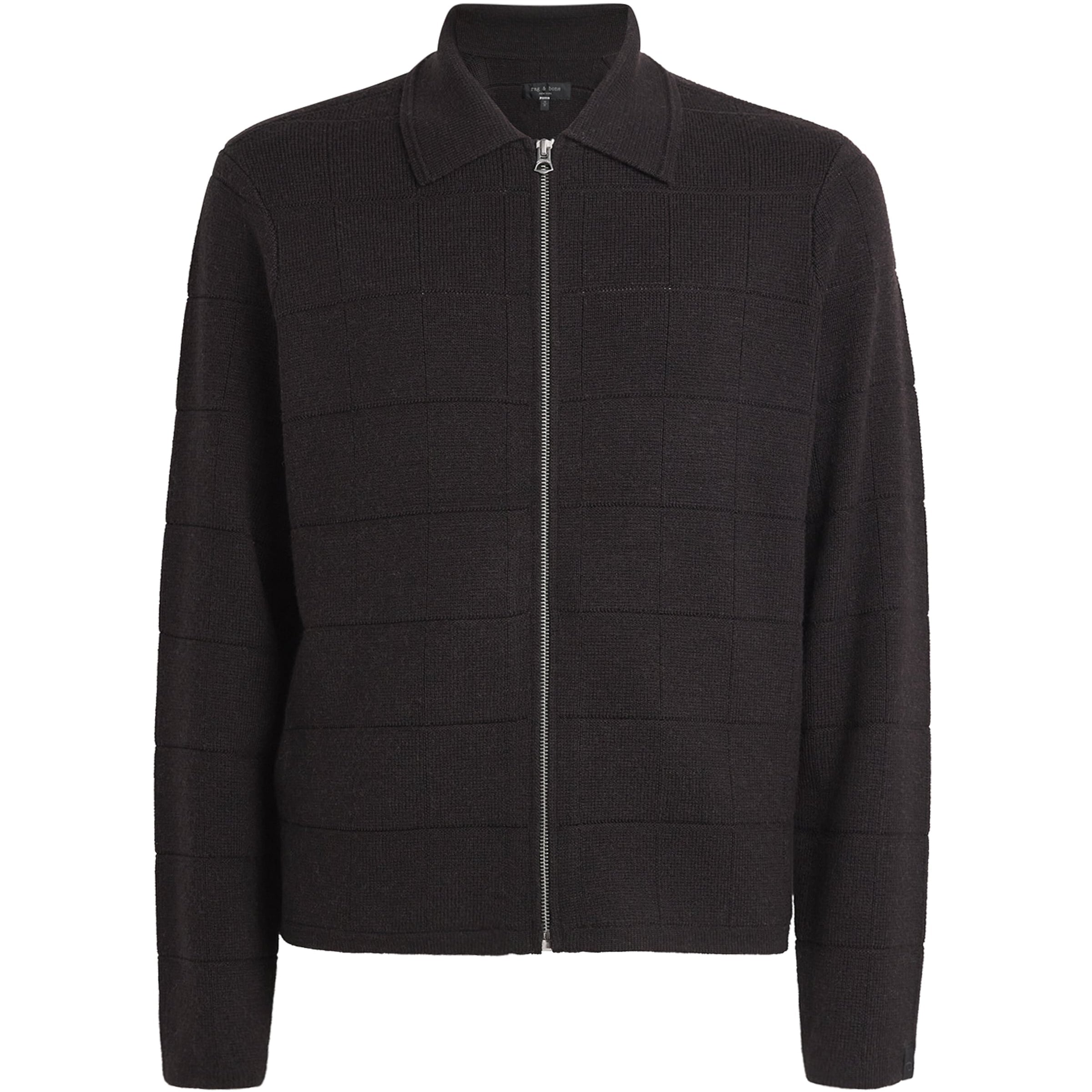 Brown Wool Melrose Zip-Up Cardigan