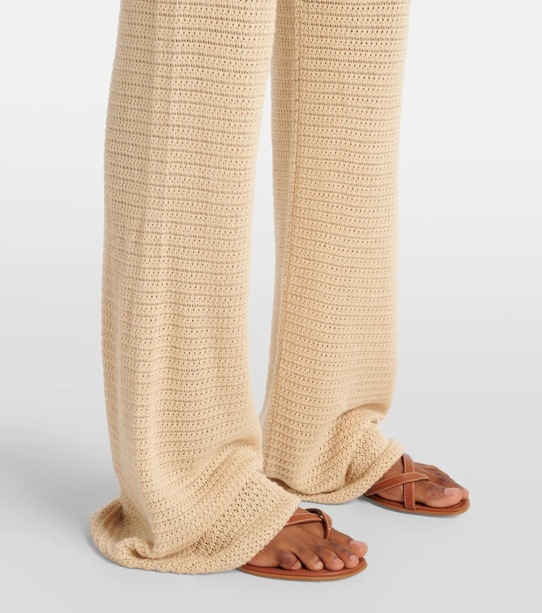 Posse - Lennon knitted cotton-blend flared pants