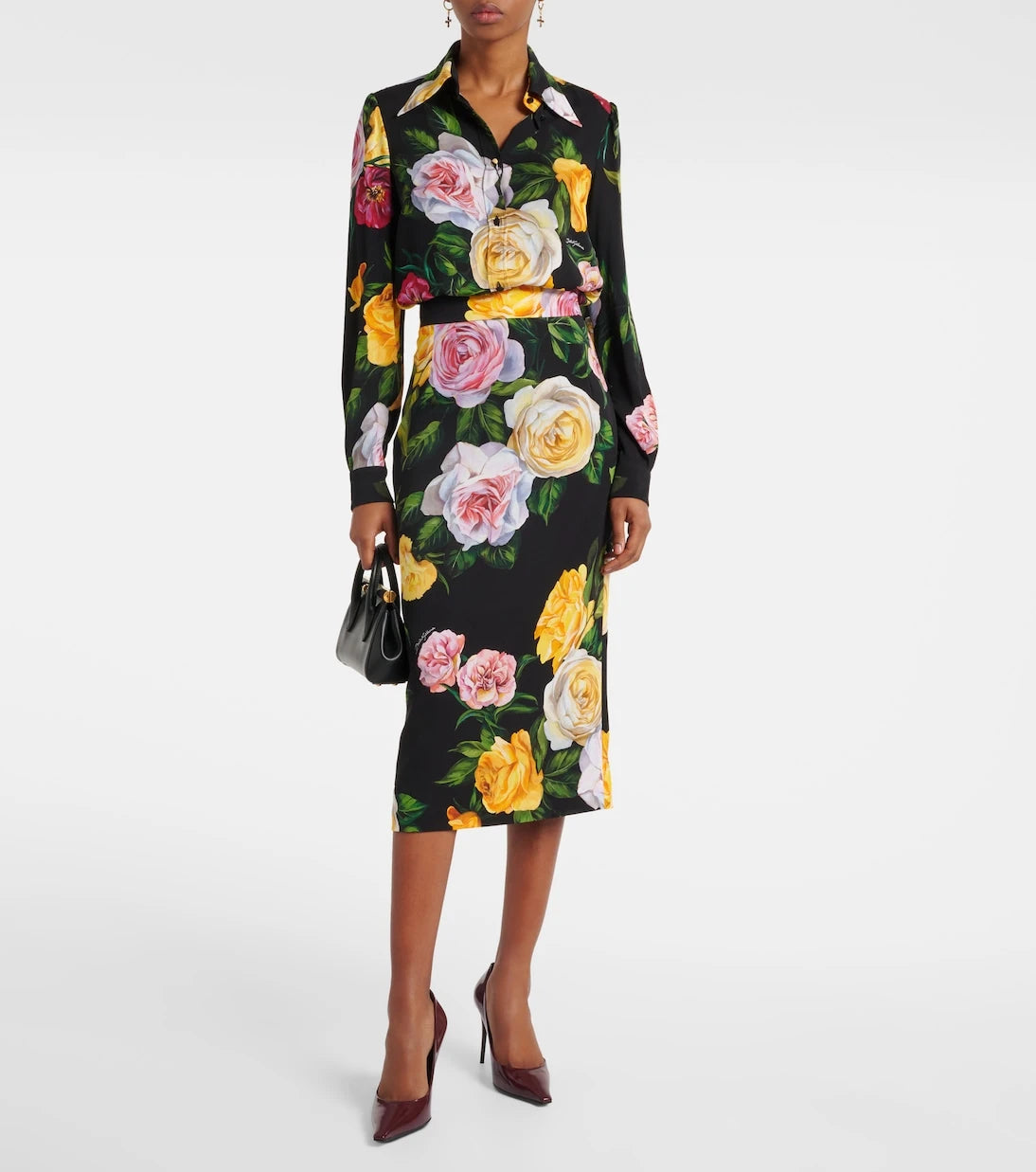 Dolce&Gabbana - Çiçekli ipek karışımlı şarmöz gömlek