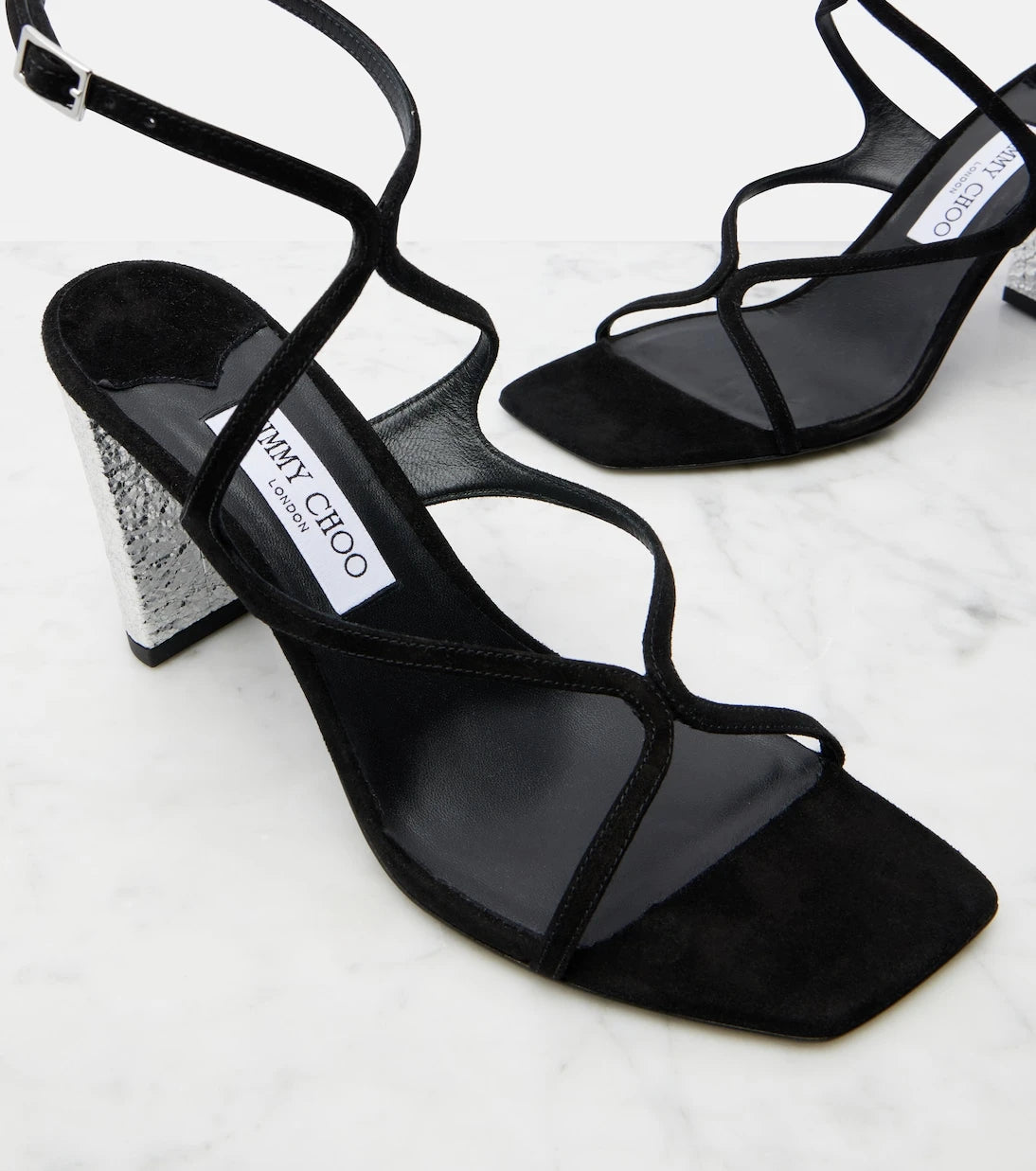 Jimmy Choo - صندل Azie 85 من الشمواه المزين